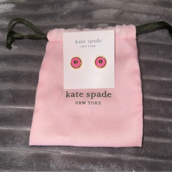 Kate Spade Pink Heart Stud ‘Heartful’ Earrings NWT - Picture 5 of 5